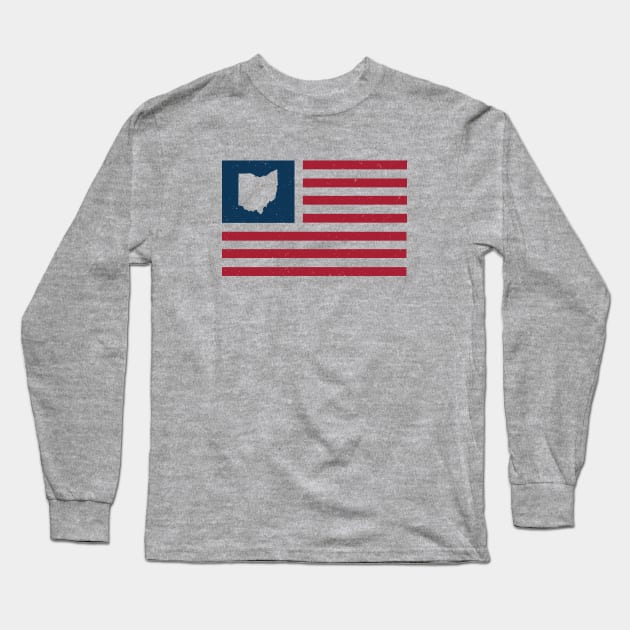 Vintage Ohio USA Flag // Retro American Flag Stars and Stripes Long Sleeve T-Shirt by SLAG_Creative